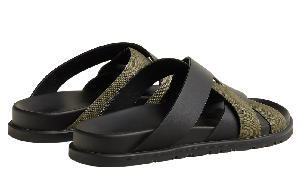 Hermes Kazimir Sandal "Black/Tundra Green"