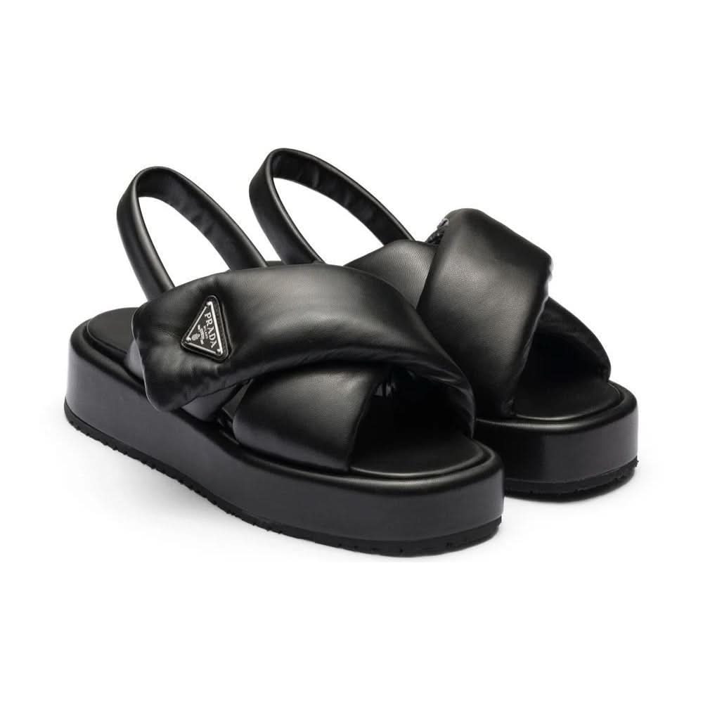 Prada triangle-logo padded sandals "Black" - kickpit