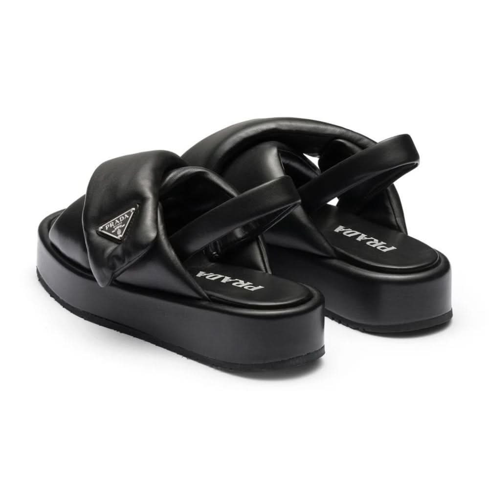 Prada triangle-logo padded sandals "Black" - kickpit