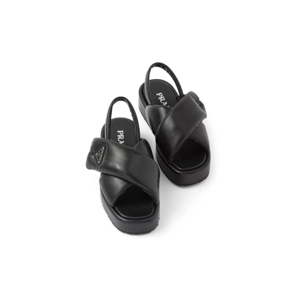 Prada triangle-logo padded sandals "Black" - kickpit
