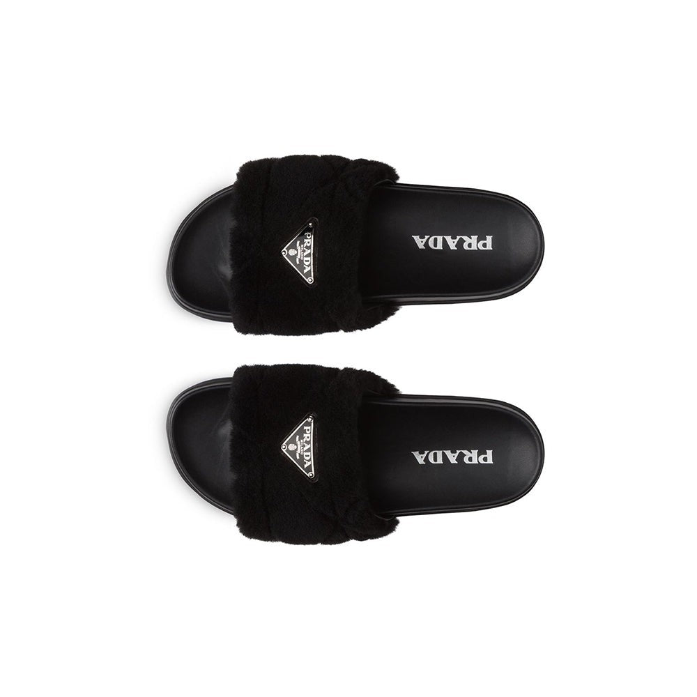 Prada shearling slides - kickpit