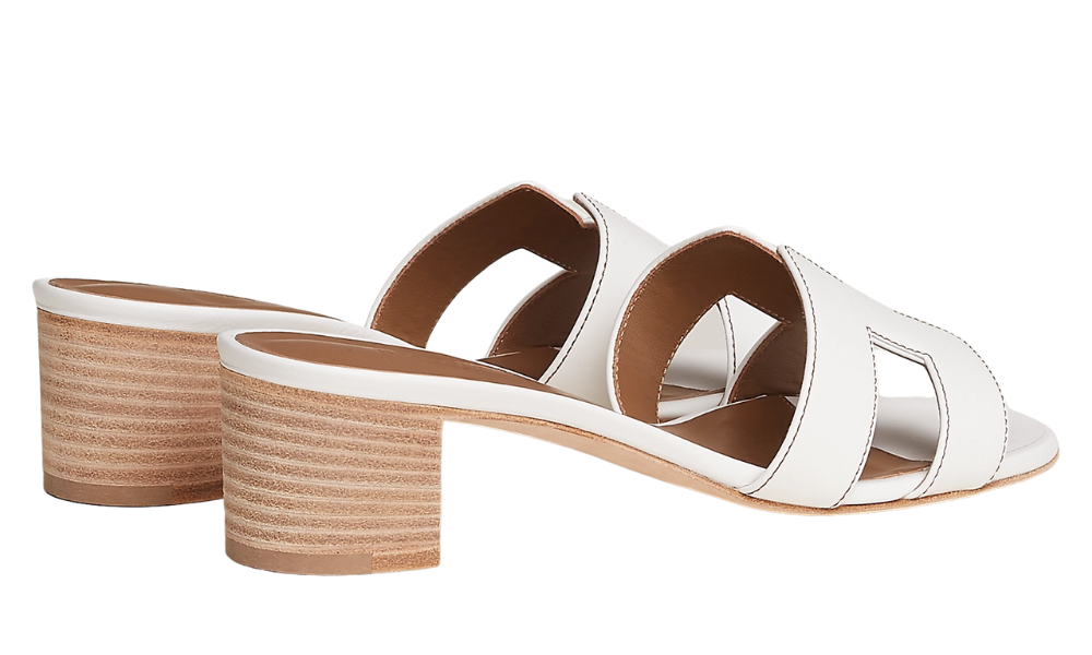 Hermès Leather Oasis Slide Sandals "White"