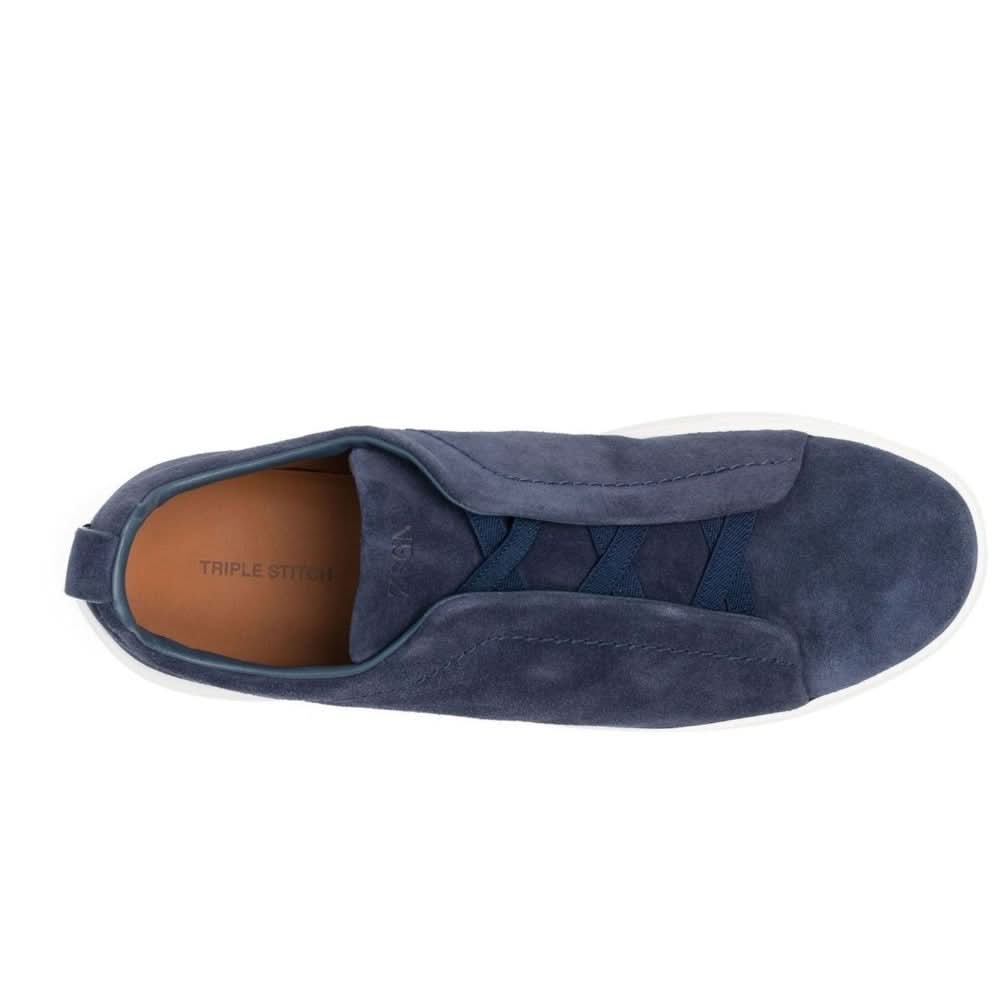 Zegna slip-on suede sneakers "Blue" - kickpit