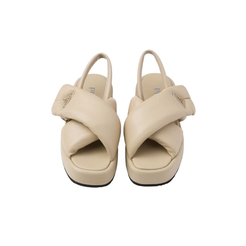 Prada triangle-logo padded sandals "Beige" - kickpit
