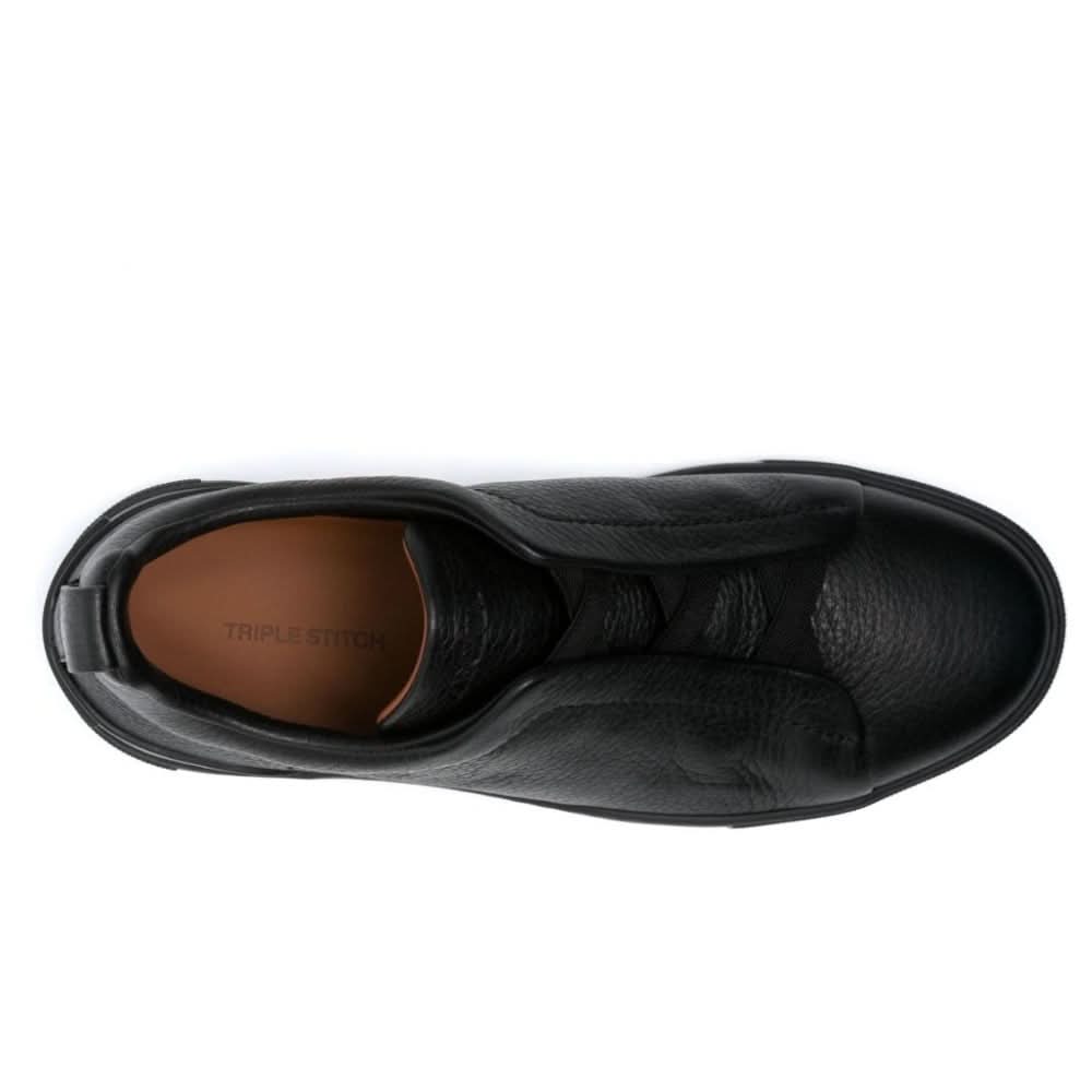 Zegna Triple Stich leather sneakers "Black" - kickpit