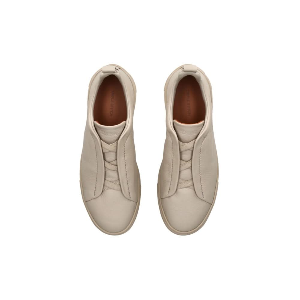 Zegna Triple Stich leather sneakers "Beige"