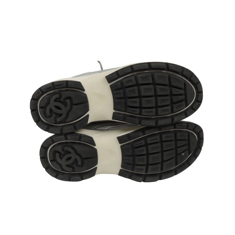 Chanel Fabric & Laminated Light Gray & Silvered Low Top Sneakers - kickpit