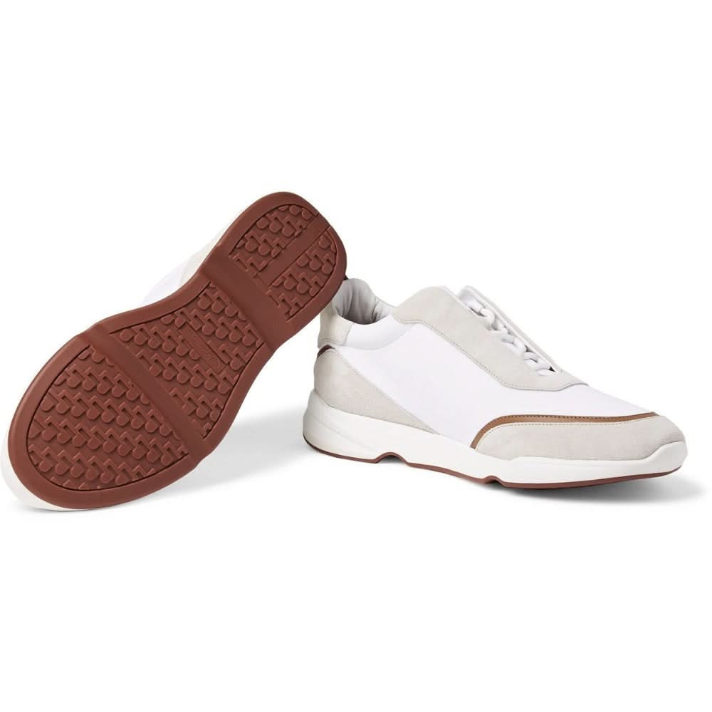 LORO PIANA Modular Walk Aqua Light Leather-trimmed Shell And Suede Sneakers In White - kickpit