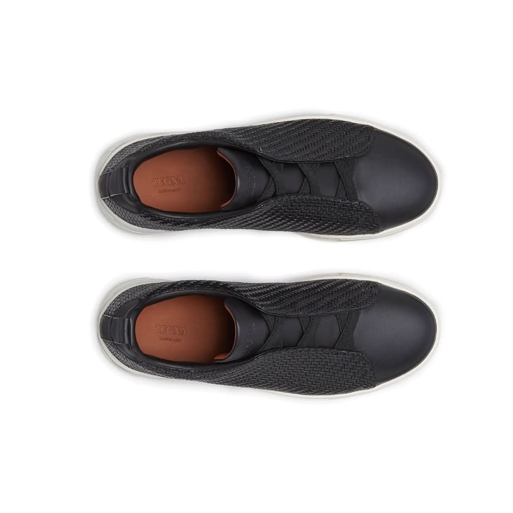 Zegna Pelletessuta Leather Triple Stitch "Black" - kickpit