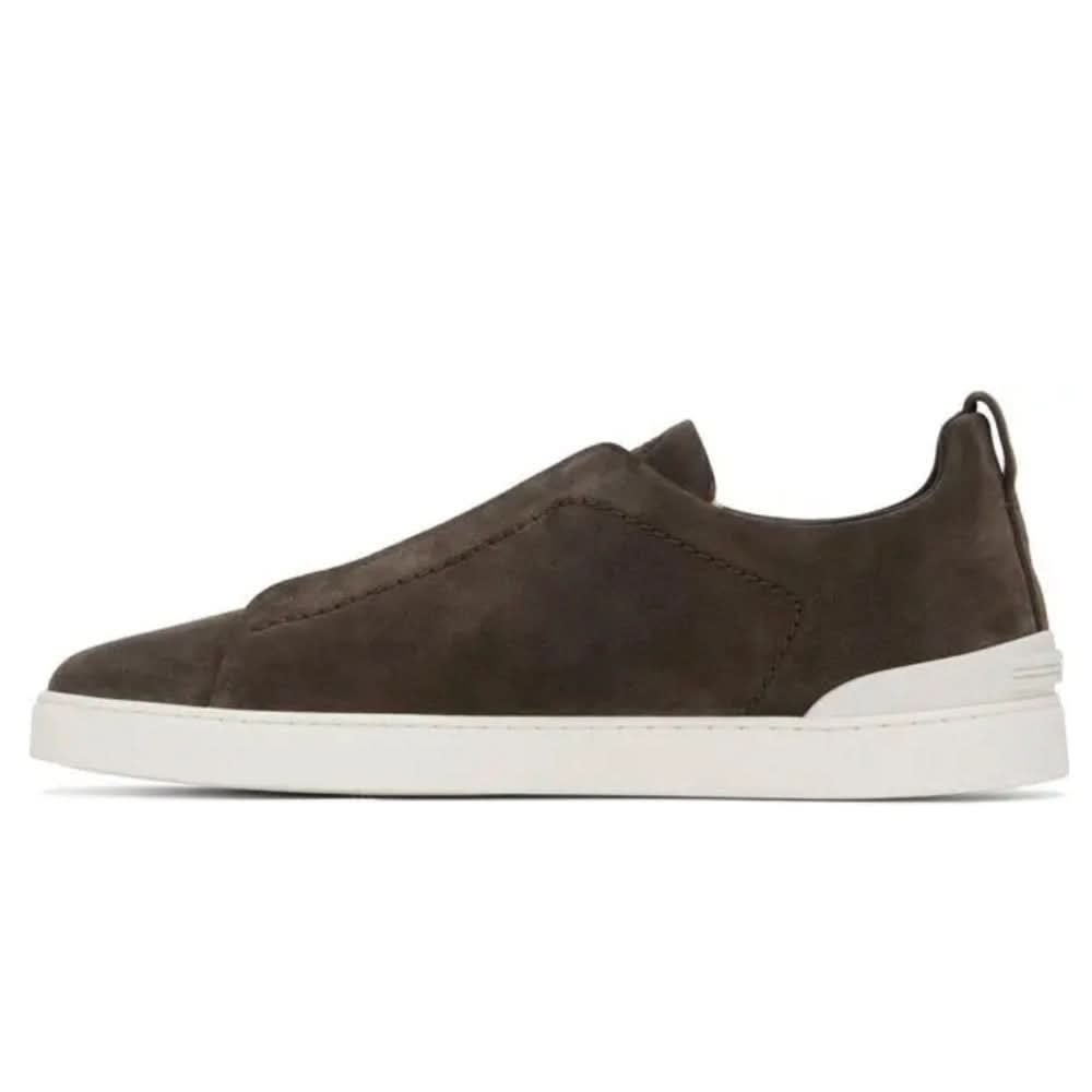 Zegna Brown Triple Stitch Sneakers - "Put Greyish Brown"