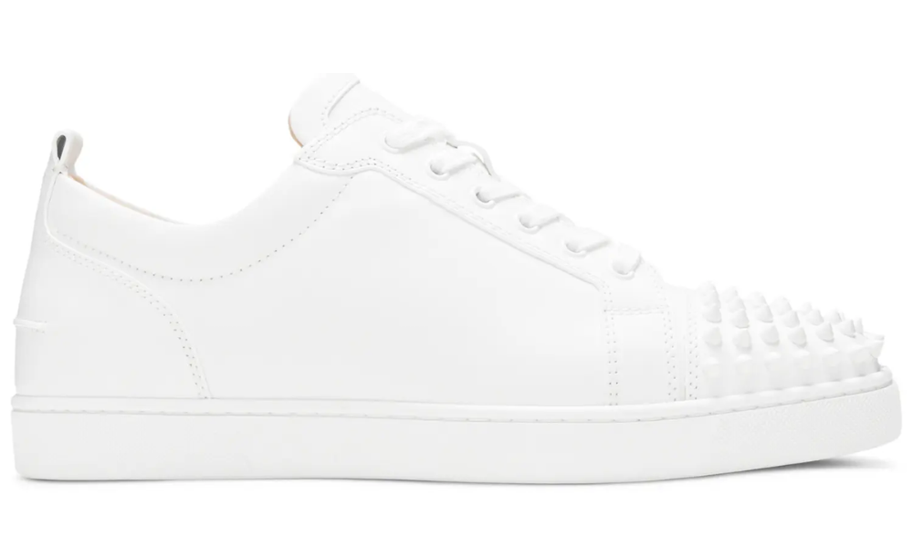 Christian Louboutin Louis Junior Spikes Flat Calf 'White'