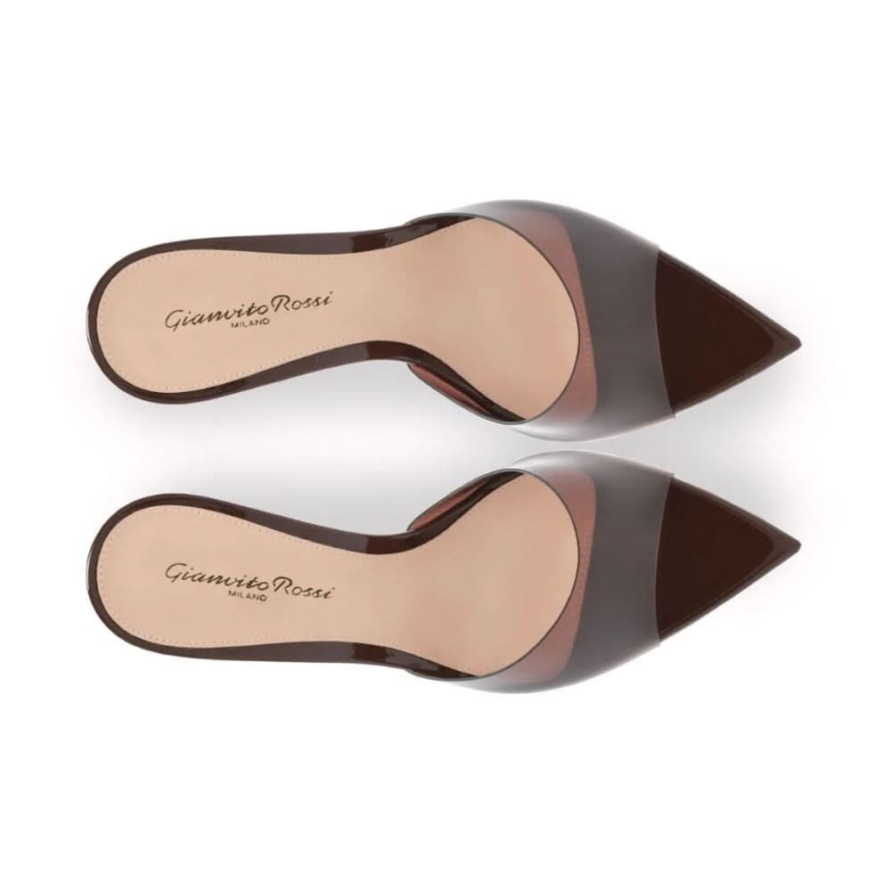 Gianvito Rossi Elle 85mm point-toe mules "Brown" - kickpit
