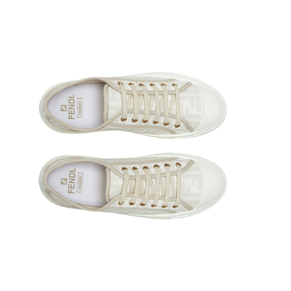 Fendi Domino White Fabric Low-Tops - kickpit