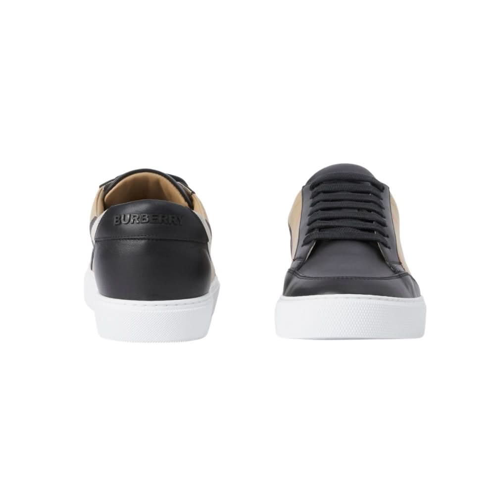 Burberry House Check Cotton and Leather Sneakers 'Black' - kickpit