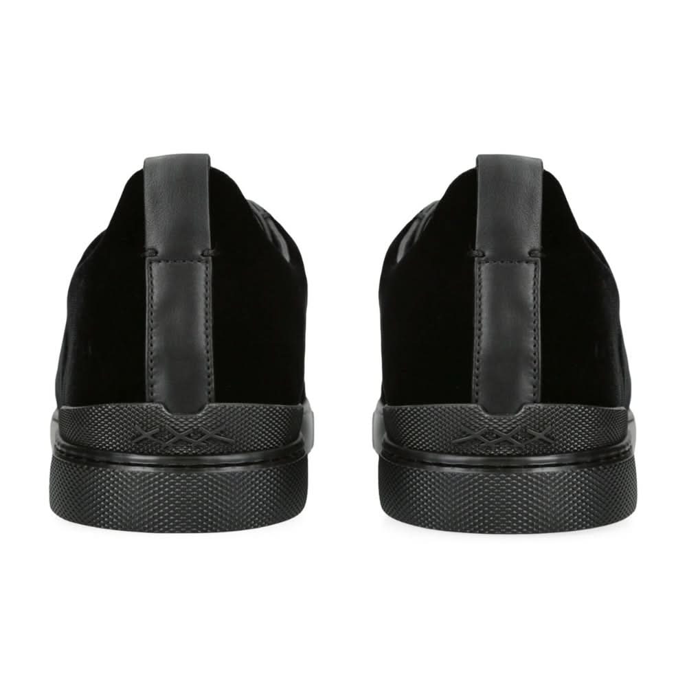 ZEGNA  Velvet Triple Stitch Sneakers "Black" - kickpit