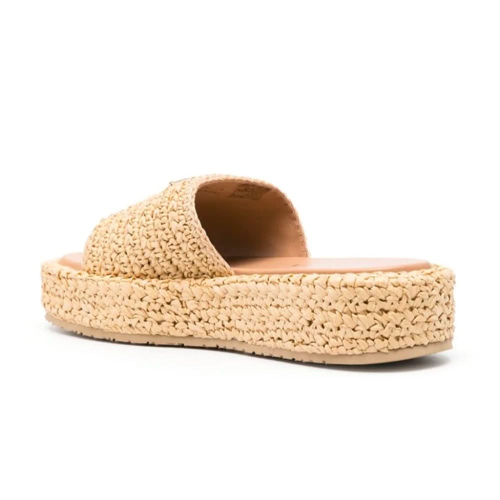 Prada logo-plaque crochet sandals 'Beige' - kickpit