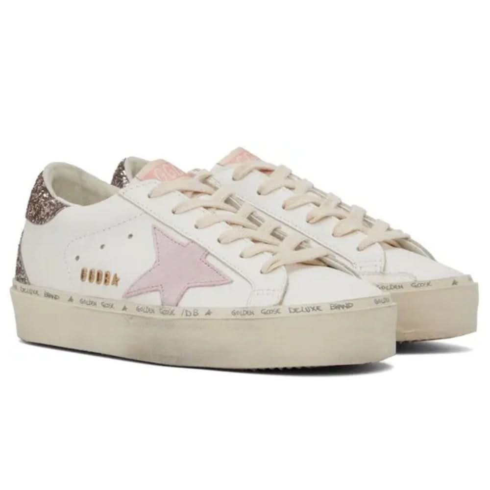 Golden Goose Hi Star 'White Antique Pink Glitter' - kickpit