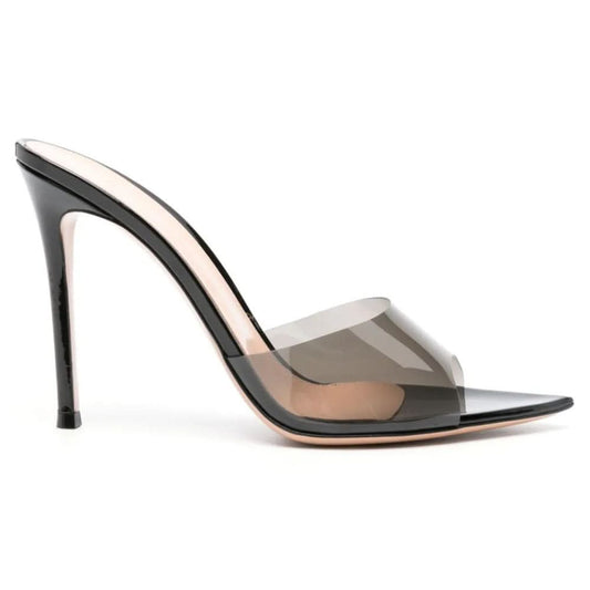 Gianvito Rossi Elle 85mm point-toe mules "Black" - kickpit