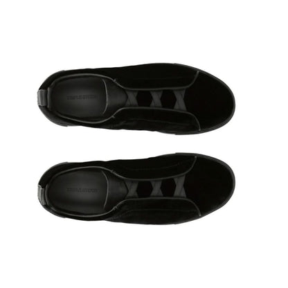 ZEGNA  Velvet Triple Stitch Sneakers "Black" - kickpit
