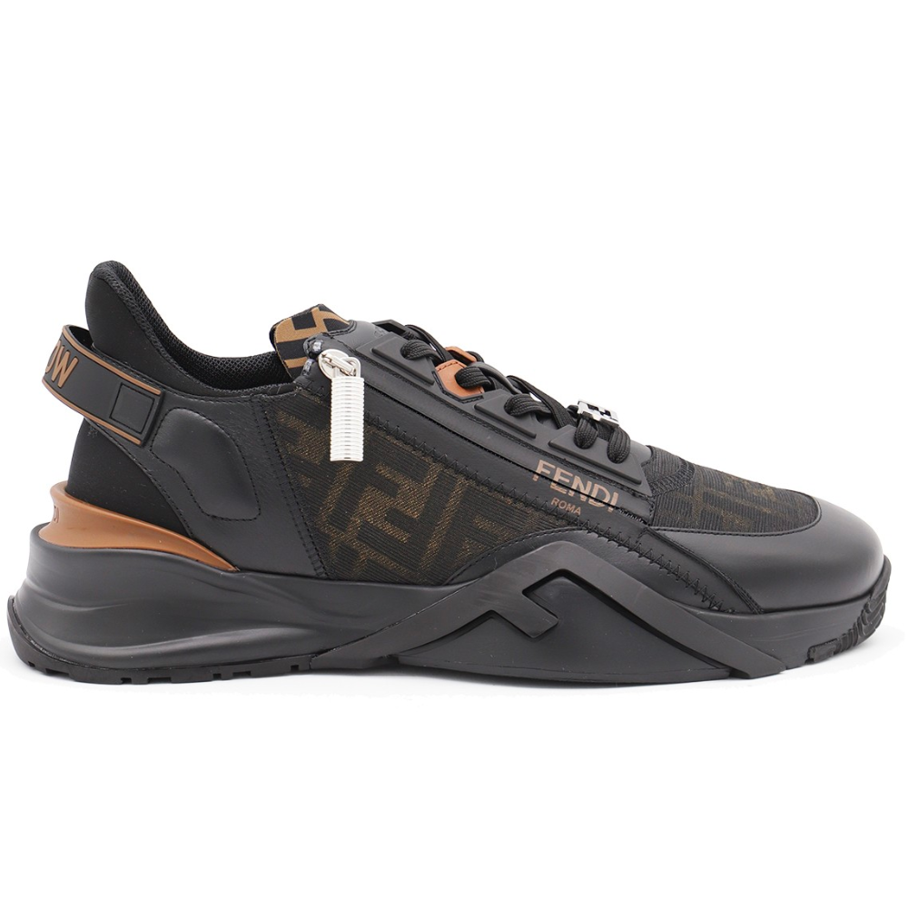 FENDI black leather flow sneakers - kickpit