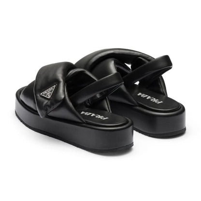 Prada triangle-logo padded sandals "Black" - kickpit