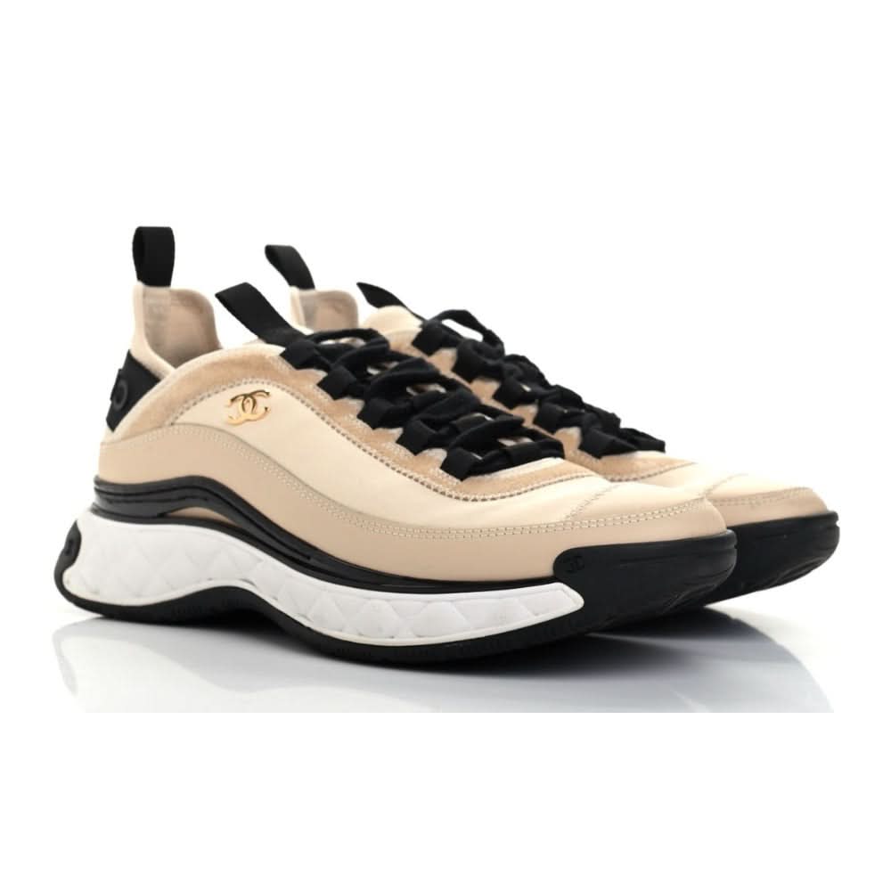 Chanel Velvet Calfskin & Mixed Fibers Sneaker 'Beige' - kickpit