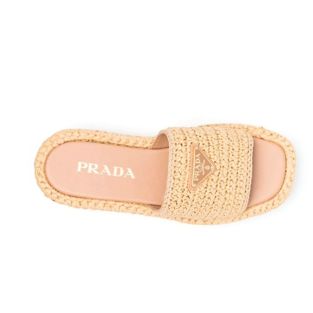 Prada logo-plaque crochet sandals 'Beige' - kickpit