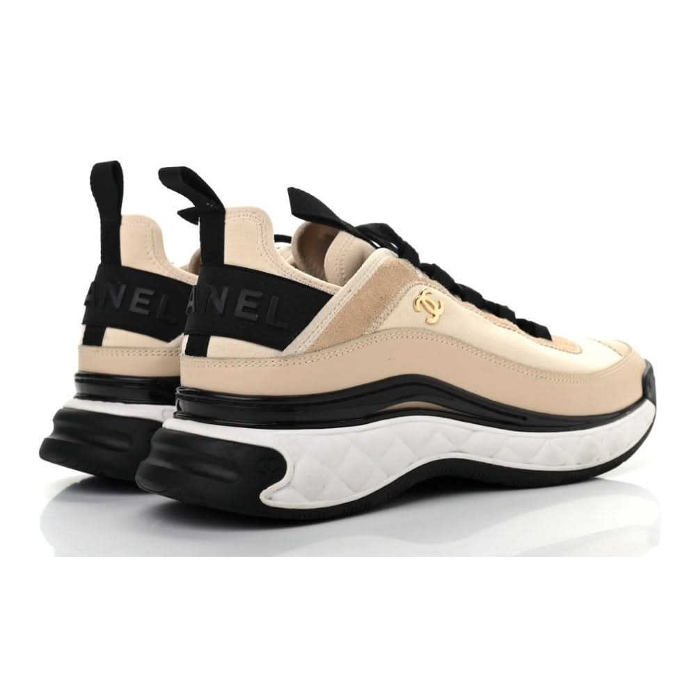 Chanel Velvet Calfskin & Mixed Fibers Sneaker 'Beige' - kickpit