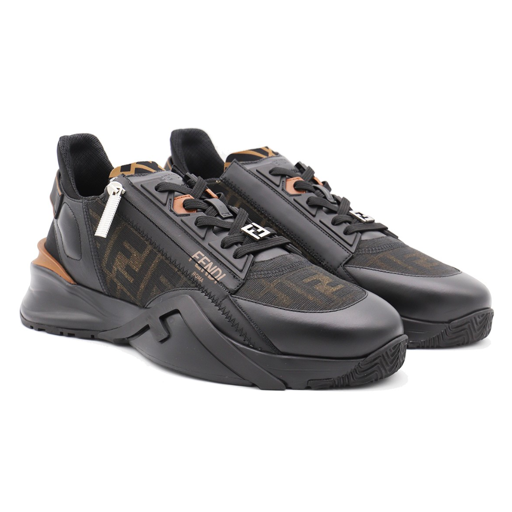 FENDI black leather flow sneakers - kickpit