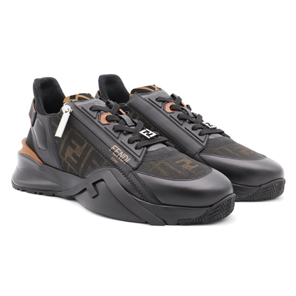 FENDI black leather flow sneakers - kickpit