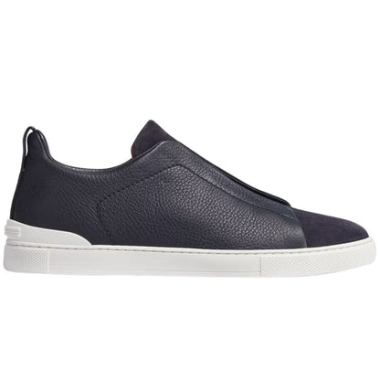 Zegna Leather And Suede Triple Stitch "Navy Blue" - kickpit