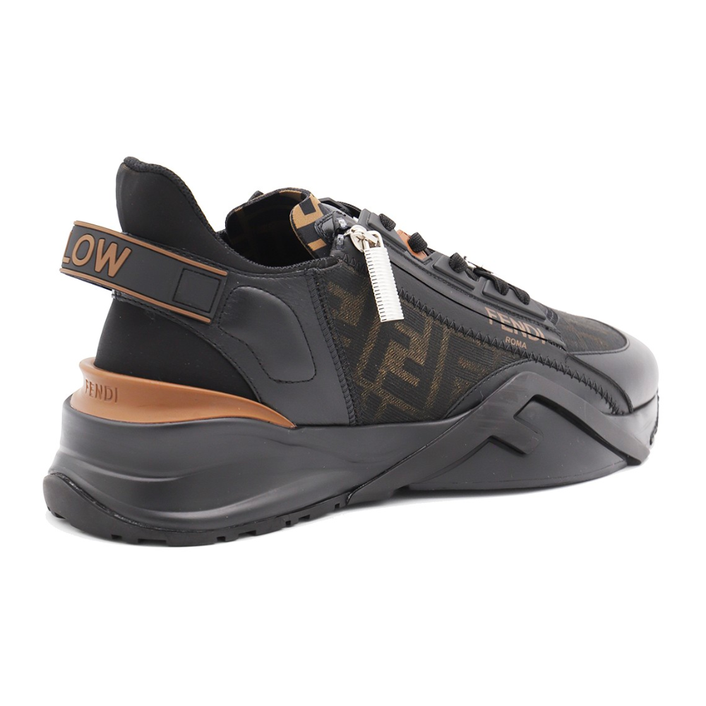 FENDI black leather flow sneakers - kickpit