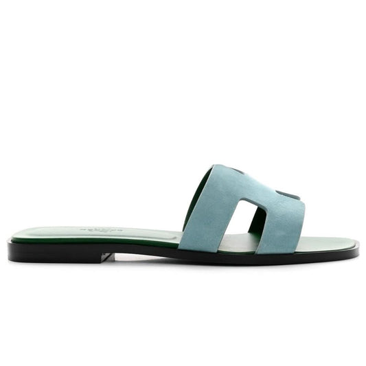 Hermes Oran Sandal Vert D'eau Suede Goatskin - kickpit
