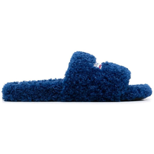 Balenciaga logo-embroidered slides "Blue" - kickpit