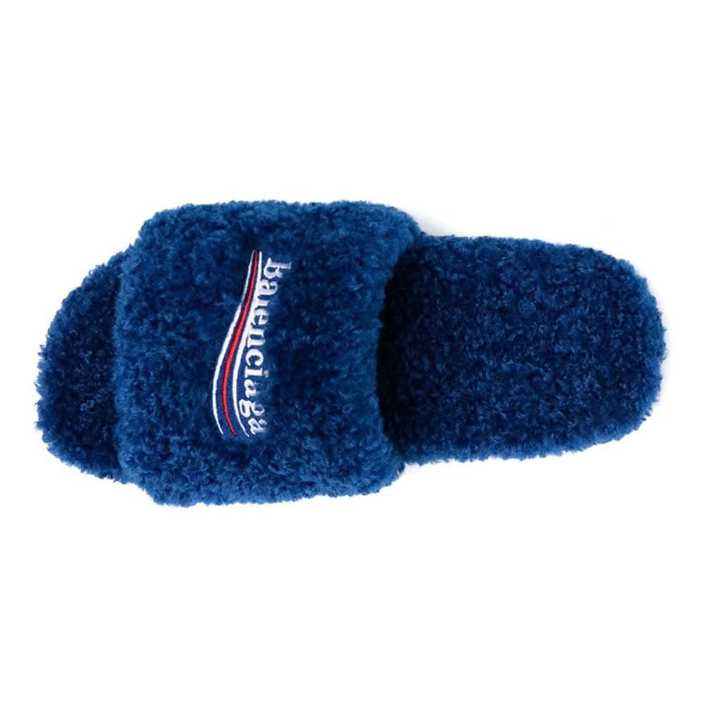 Balenciaga logo-embroidered slides "Blue" - kickpit