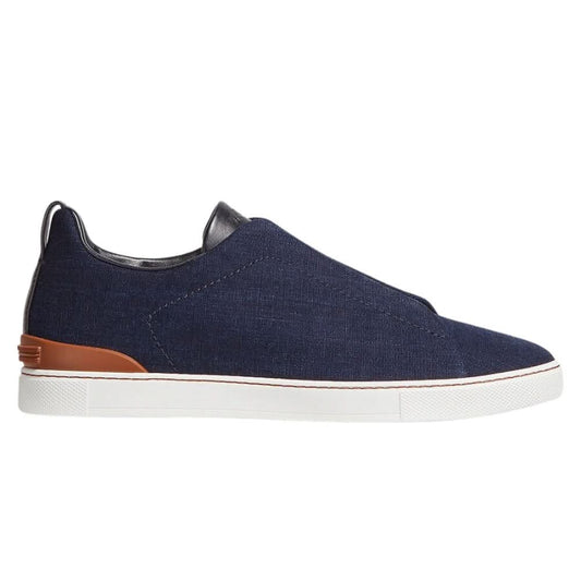 Zegna Cotton Denim Triple Stitch™ Sneakers "Blue" - kickpit