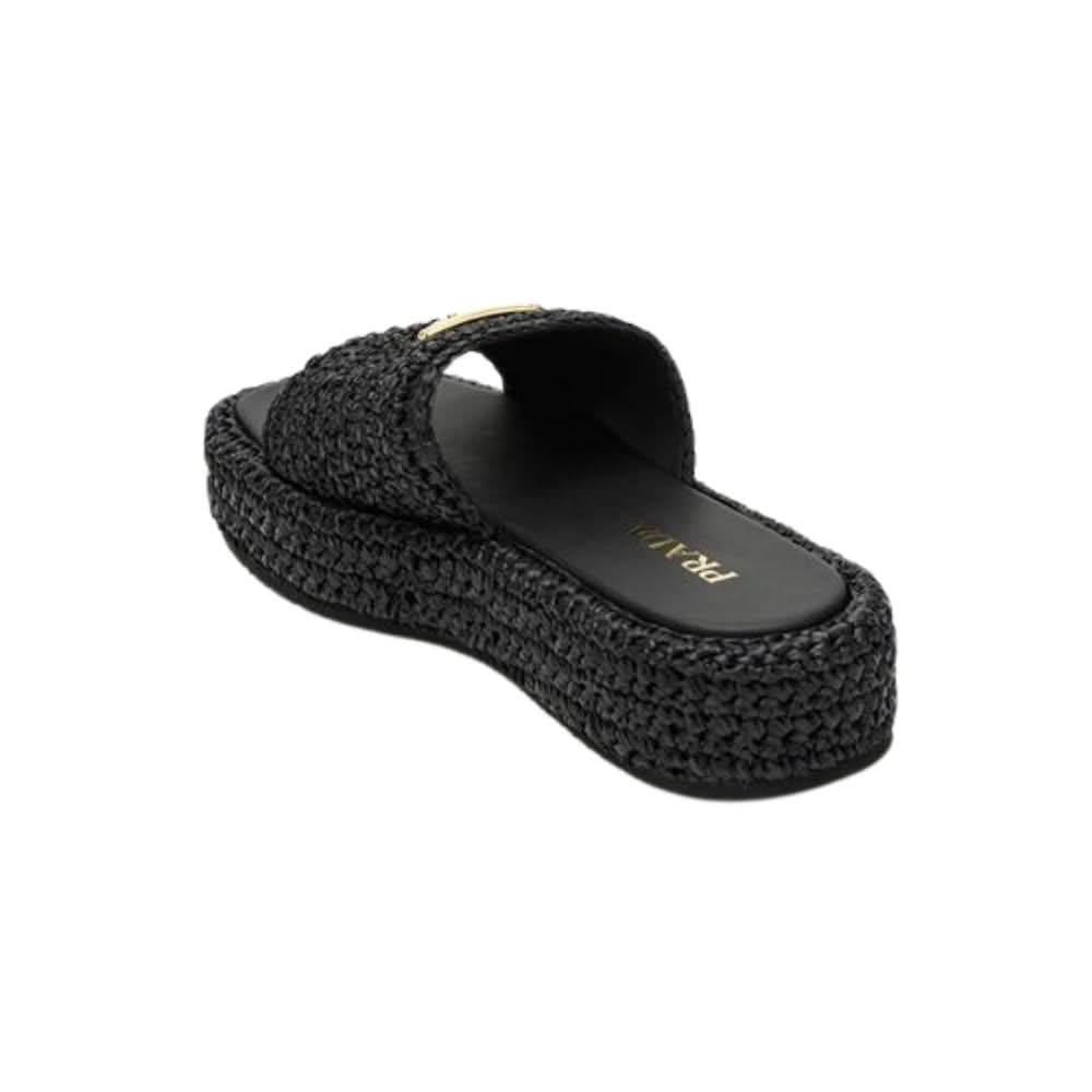 Prada logo-plaque crochet sandals 'Black' - kickpit