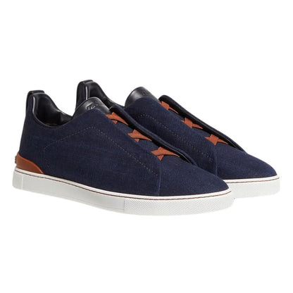 Zegna Cotton Denim Triple Stitch™ Sneakers "Blue" - kickpit