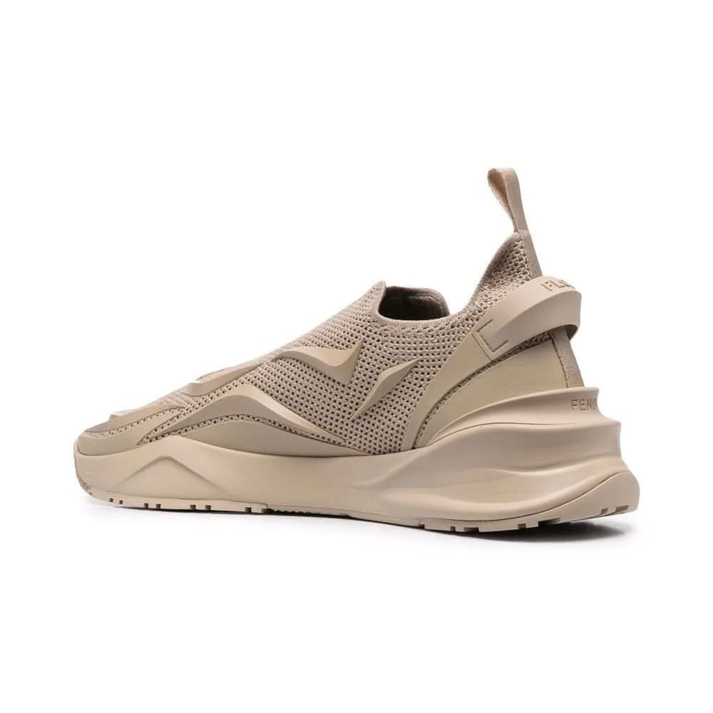 Fendi Flow - Beige Mesh Running Sneakers - kickpit