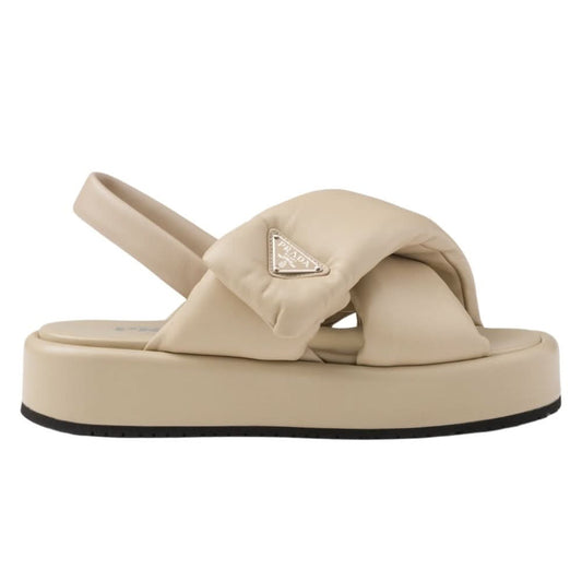 Prada triangle-logo padded sandals "Beige" - kickpit