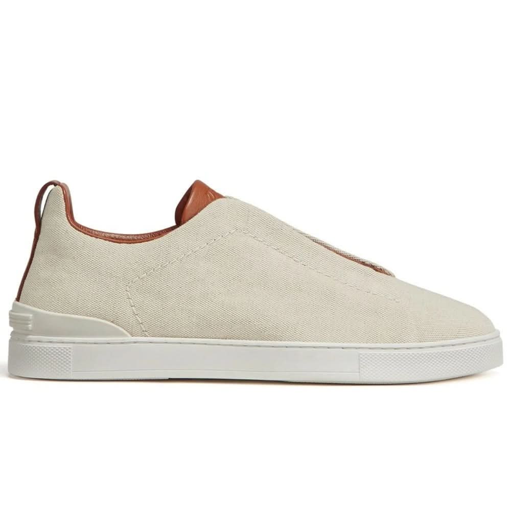 Zegna Triple Stitch canvas sneakers "Egg shell" - kickpit