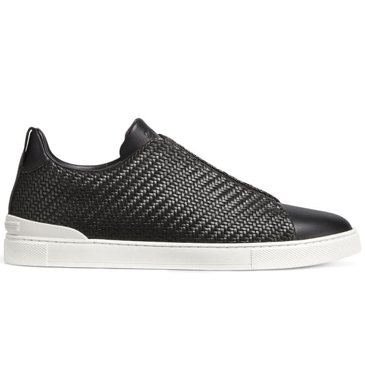 Zegna Pelletessuta Leather Triple Stitch "Black" - kickpit