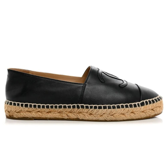 CHANEL Lambskin CC Espadrilles 38 'Black' - kickpit