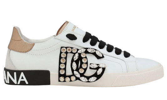 DOLCE & GABBANA  Portofino vintage calfskin sneakers "White"