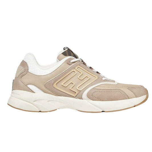 Fendi faster training shoes Beige nubuck leather low-top shoes - kickpit