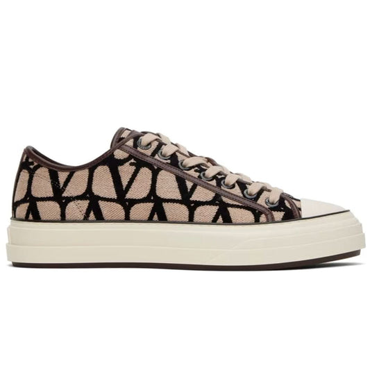 Valentino Garavani Beige & Black Totaloop Sneaker - kickpit