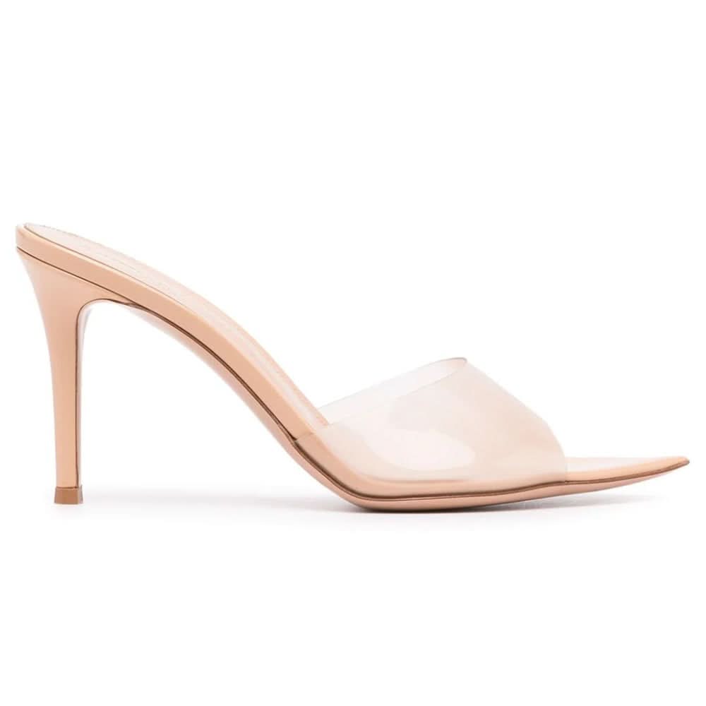 Gianvito Rossi Elle 85mm point-toe mules "Blush Pink" - kickpit