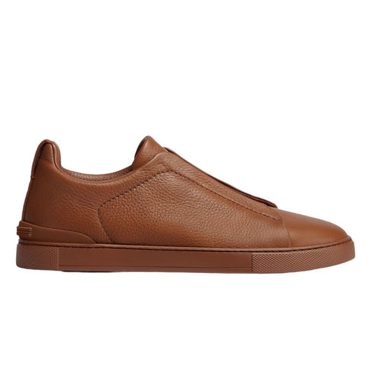 Zegna Triple Stich leather sneakers "Vicuna" - kickpit