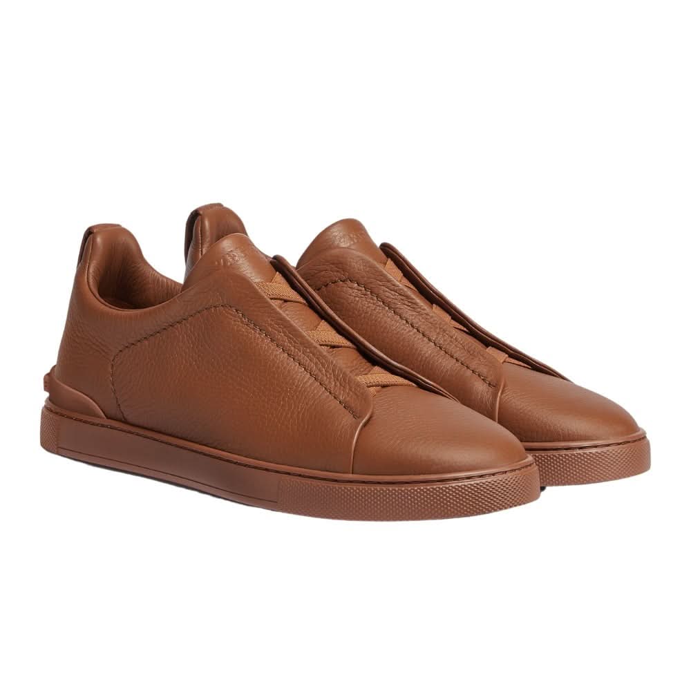 Zegna Triple Stich leather sneakers "Vicuna" - kickpit