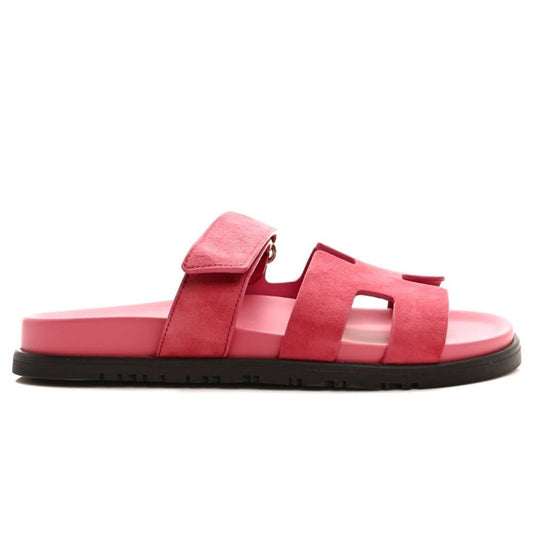 HERMES Suede Goatskin Womens Chypre Sandals 38 Rose Aphrodite - kickpit